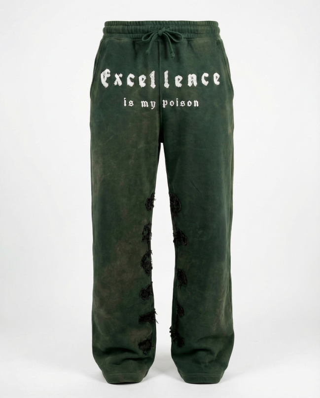 OPEN LEG JOGGER WASHED GREEN