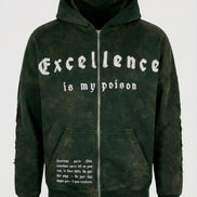 ZIP HOODIE WASHED GREEN