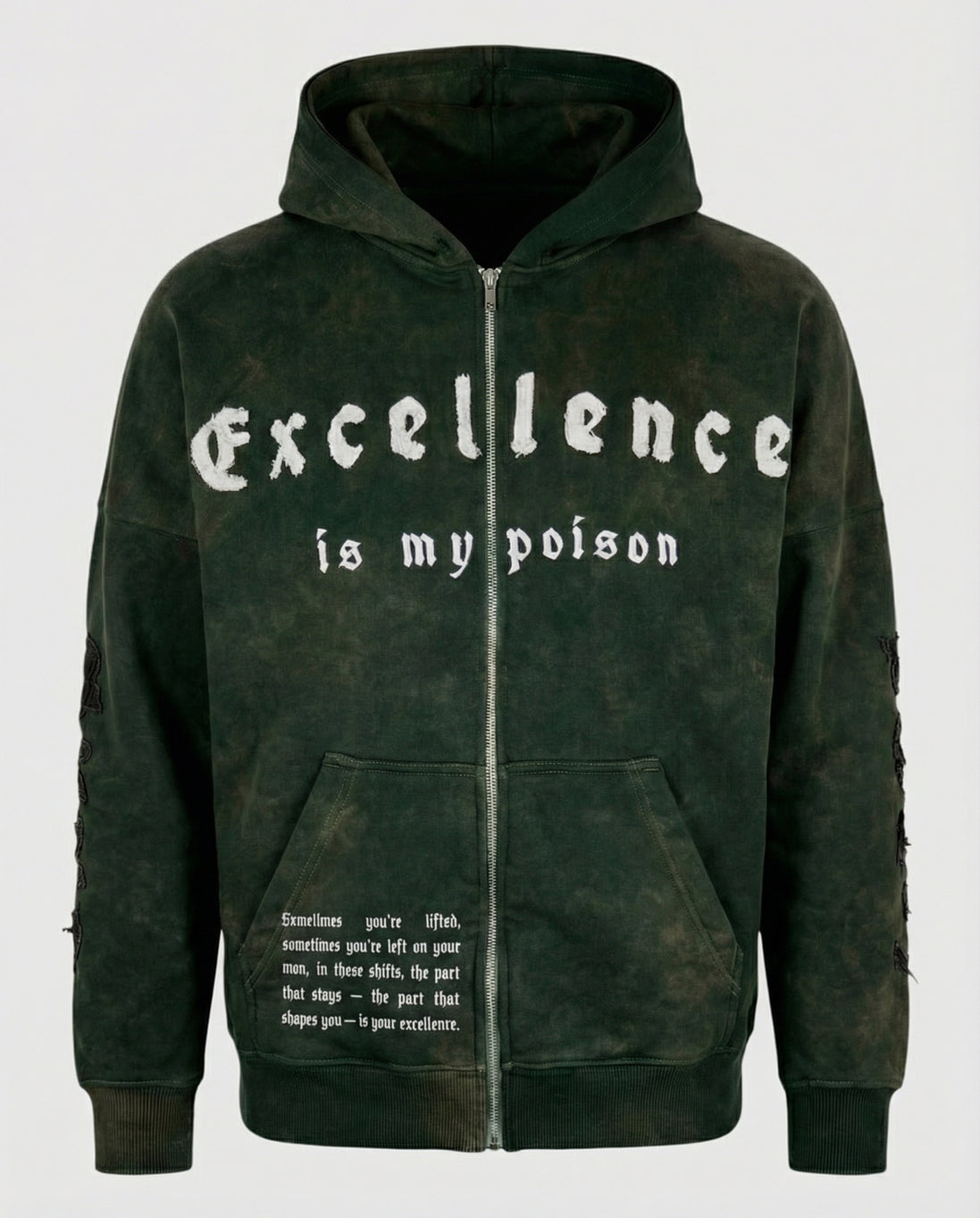 ZIP HOODIE WASHED GREEN