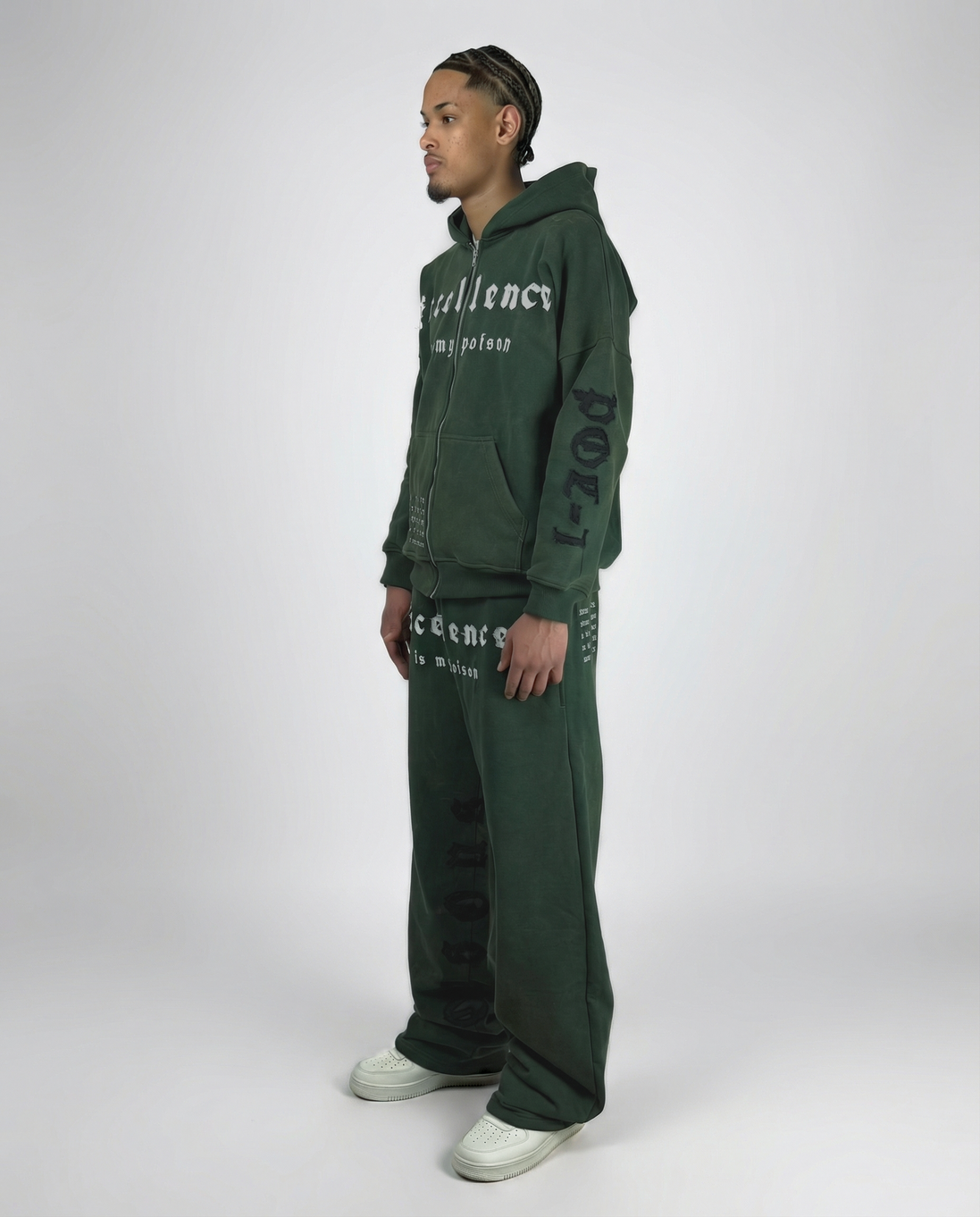 ZIP HOODIE WASHED GREEN