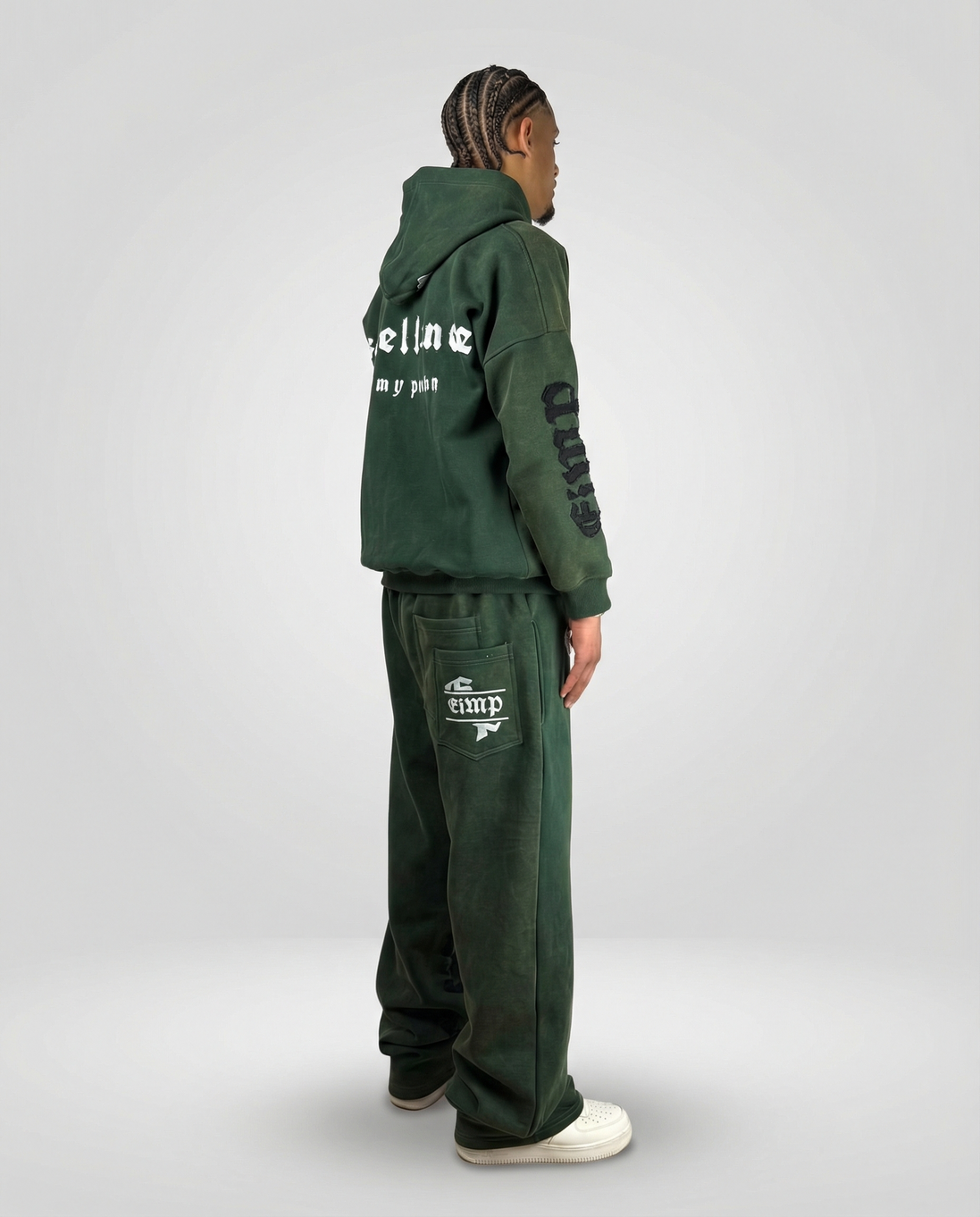 OPEN LEG JOGGER WASHED GREEN