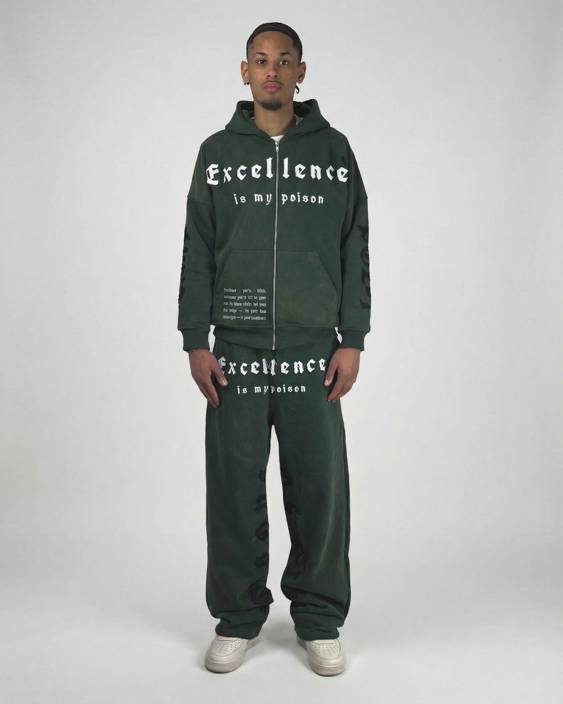 ZIP HOODIE WASHED GREEN