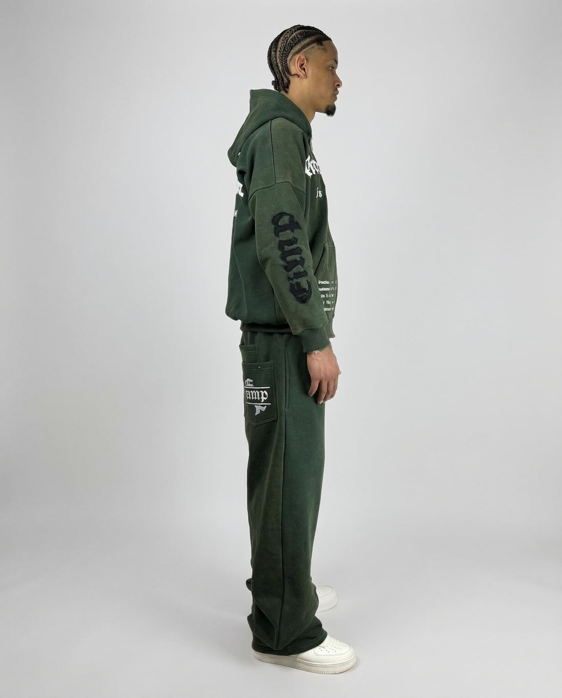 ZIP HOODIE WASHED GREEN
