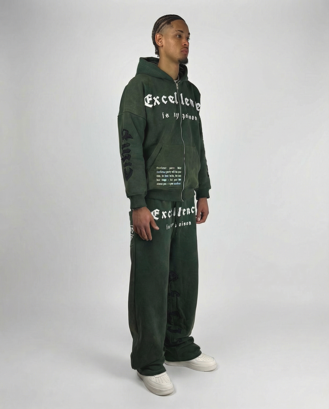 ZIP HOODIE WASHED GREEN